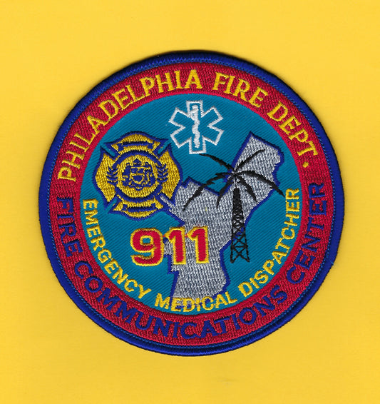 PHILADELPHIA, PENNSYLVANIA FIRE DEPARTMENT FIRE COMMUNICATIONS CENTER EMBROIDERED PATCH DESIGNED AND PRODUCED BY UNDERDOG PATCH DESIGNS.