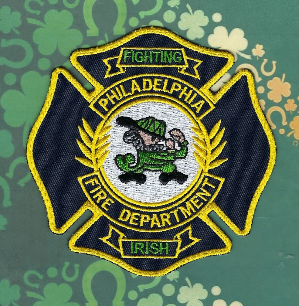 PHILADELPHIA, PENNSYLVANIA FIRE DEPT (PFD) 'FIGHTING IRISH' EMBROIDERED PATCH BY PUBLIC SAFETY COLLECTIBLES.