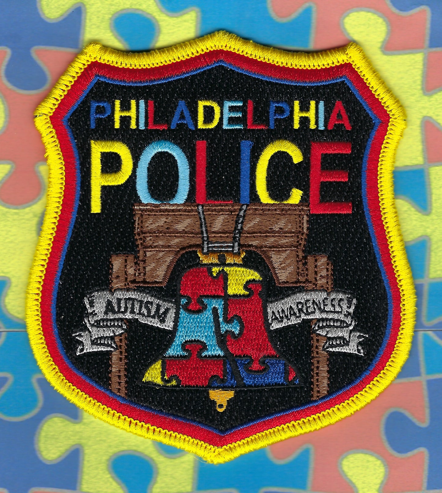 PHILADELPHIA, PENNSYLVANIA POLICE DEPARTMENT 'AUTISM AWARENESS' EMBROIDERED PATCH BY GHOST PATCH ENTERPRISES.
