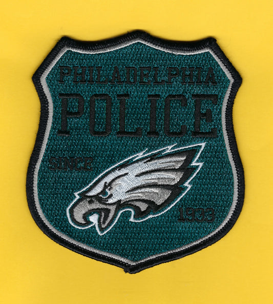 PHILADELPHIA, PENNSYLVANIA POLICE DEPARTMENT 'PHILADELPHIA EAGLES' EMBROIDERED NFL PATCH DESIGNED AND PRODUCED BY GHOST PATCH ENTERPRISES.