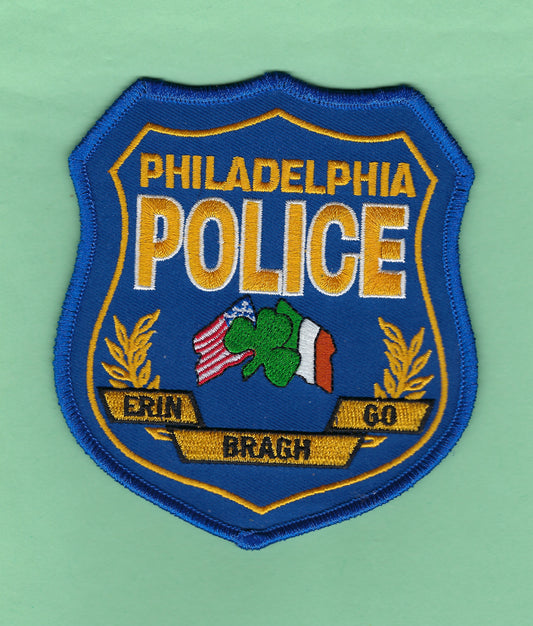 PHILADELPHIA, PENNSYLVANIA POLICE DEPARTMENT 'IRISH OFFICER' EMBROIDERED PATCH BY PUBLIC SAFETY COLLECTIBLES.