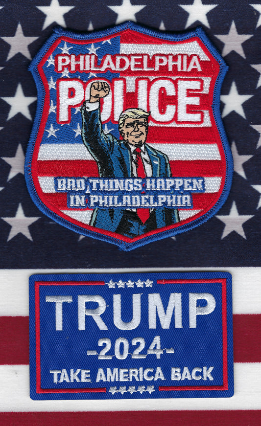 PHILADELPHIA, PENNSYLVANIA POLICE DEPARTMENT DONALD J. TRUMP 2025 PRESIDENTIAL INAUGURATION EMBROIDERED PATCH DESIGNED AND PRODUCED BY GHOST PATCH ENTERPRISES.