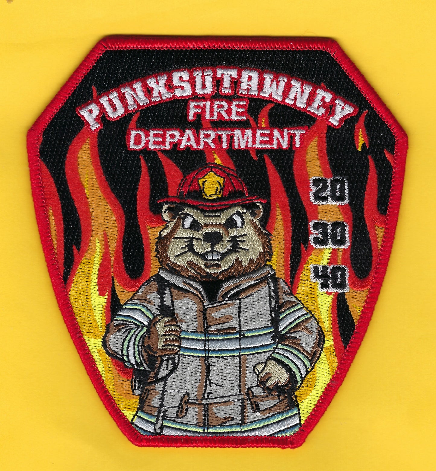 PUNXSUTAWNEY, PENNSYLVANIA POLICE DEPARTMENT 'GROUND HOG DAY' EMBROIDERED PATCH A DESIGNED AND PRODUCED BY GHOST PATCH ENTERPRISES.