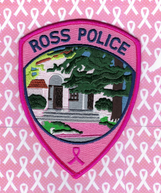 ROSS, CALIFORNIA POLICE DEPT 'BREAST CANCER AWARENESS' EMBROIDERED PATCH BY PUBLIC SAFETY COLLECTIBLES.