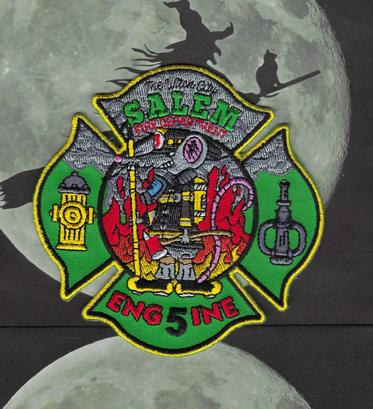 SALEM, MASSACHUSETTS (WITCH CITY) FIRE DEPARTMENT 4-INCH ENGINE 5 EMBROIDERED COMPANY PATCH BY PUBLIC SAFETY COLLECTIBLES.