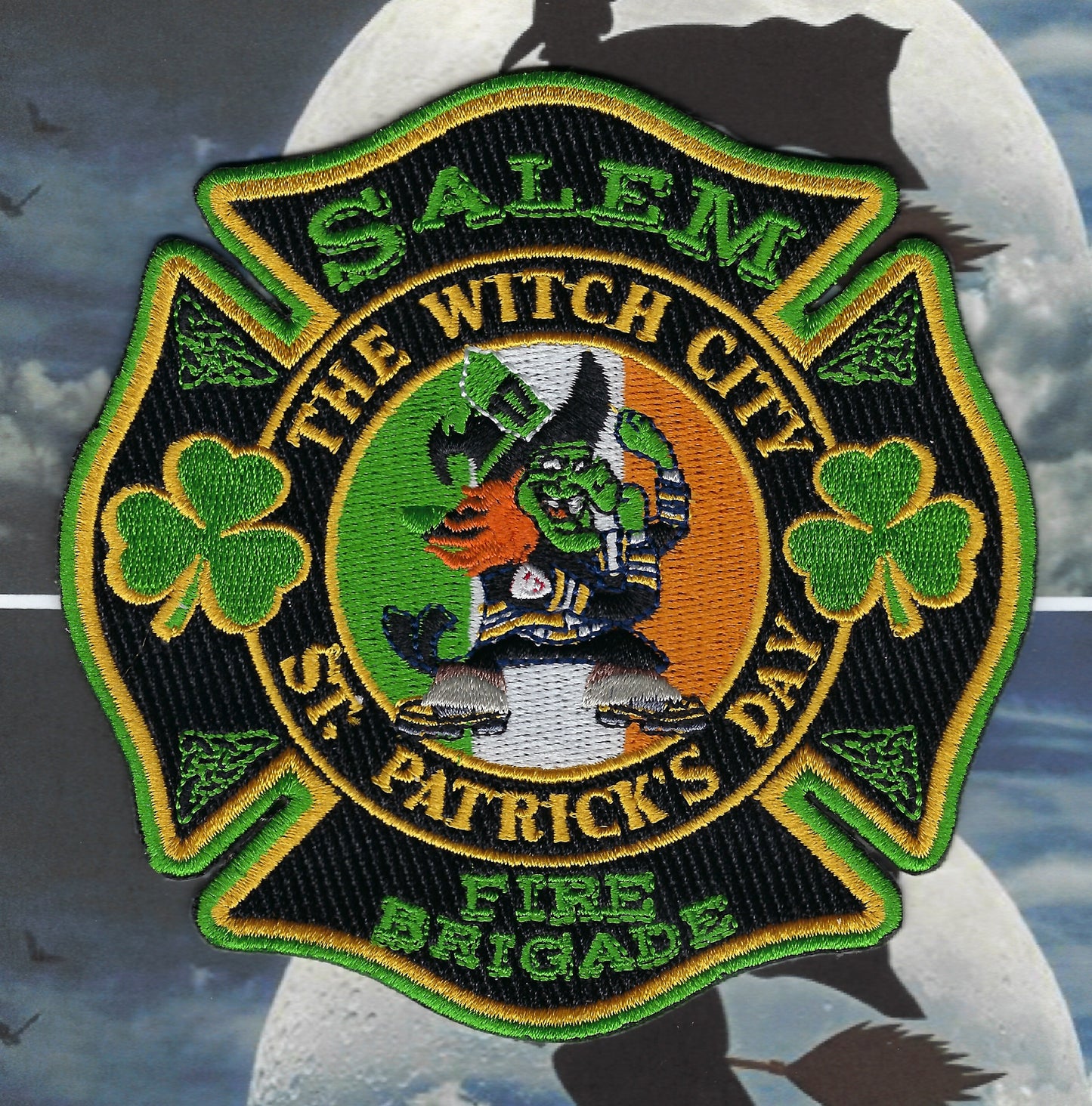 SALEM, MASSACHUSETTS (WITCH CITY) FIRE DEPARTMENT 'SAINT PATRICK'S DAY EMBROIDERED PATCH BY PUBLIC SAFETY COLLECTIBLES.
