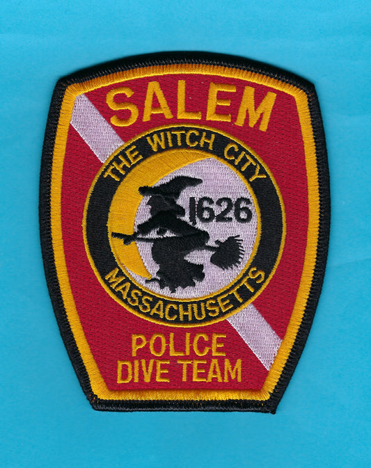 SALEM, MASSACHUSETTS ( THE WITCH CITY ) POLICE DEPARTMENT 'DIVE TEAM' EMBROIDERED PATCH BY PUBLIC SAFETY COLLECTIBLES.