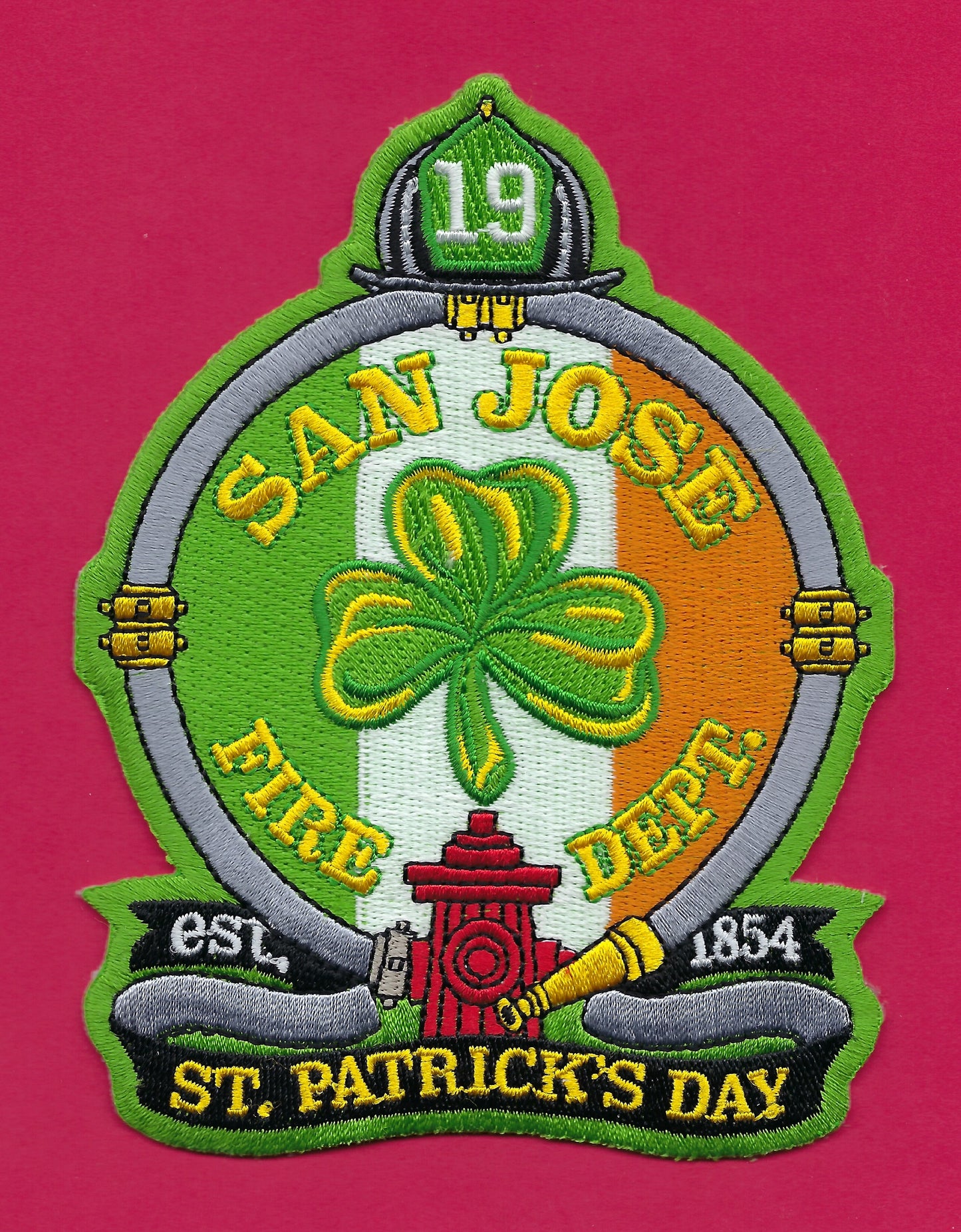 SAN JOSE, CALIFORNIA FIRE DEPARTMENT SAINT PATRICK'S DAY EMBROIDERED PATCH BY PUBLIC SAFETY COLLECTIBLES.