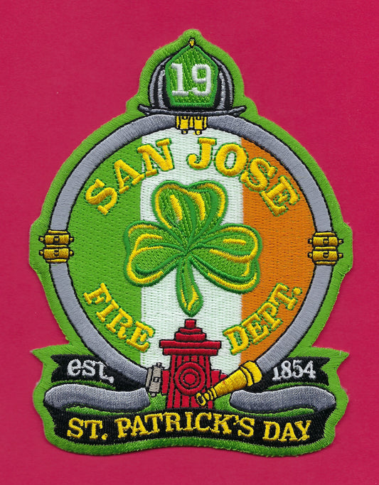 SAN JOSE, CALIFORNIA FIRE DEPARTMENT SAINT PATRICK'S DAY EMBROIDERED PATCH BY PUBLIC SAFETY COLLECTIBLES.