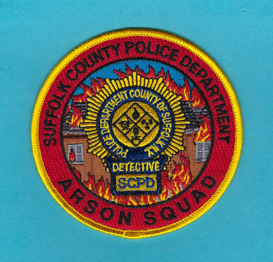 SUFFOLK COUNTY, NEW YORK POLICE DEPARTMENT (SCPD) 'ARSON SQUAD' DETECTIVE EMBROIDERED PATCH BY PUBLIC SAFETY COLLECTIBLES.