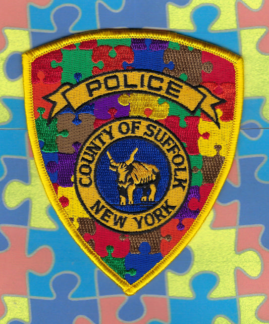 SUFFOLK COUNTY, NEW YORK POLICE DEPARTMENT (SCPD) 'AUTISM AWARENESS' EMBROIDERED PATCH BY PUBLIC SAFETY COLLECTIBLES.