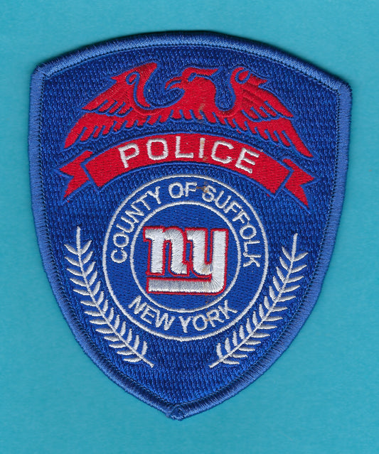 SUFFOLK COUNTY, NEW YORK POLICE DEPARTMENT (SCPD) 'NEW YORK GIANTS' EMBROIDERED TRIBUTE PATCH BY REAL TIME COIN CENTER.