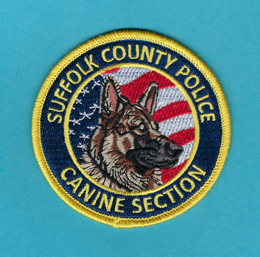SUFFOLK COUNTY, NEW YORK POLICE DEPARTMENT (SCPD) 'CANINE SECTION' EMBROIDERED PATCH BY PUBLIC SAFETY COLLECTIBLES.