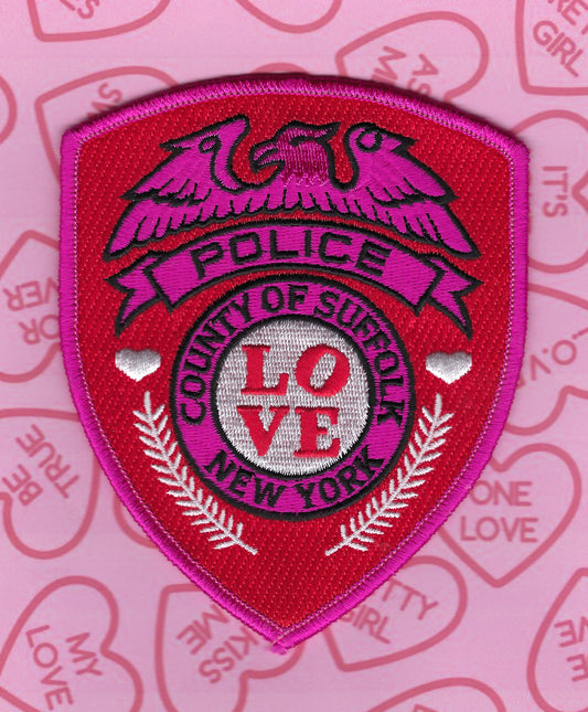 SUFFOLK COUNTY, NEW YORK POLICE DEPARTMENT (SCPD) 'VALENTINE'S DAY' EMBROIDERED LOVE PATCH BY PUBLIC SAFETY COLLECTIBLES.