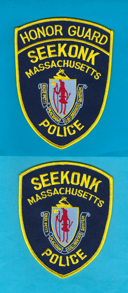 SEEKONK, MASSACHUSETTS POLICE DEPARTMENT HONOR GUARD EMBROIDERED PATCHES BY PUBLIC SAFETY COLLECTIBLES.