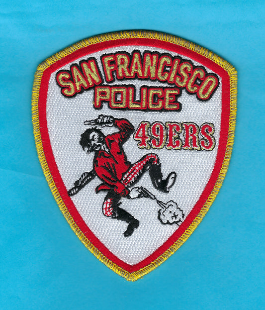 SAN FRANCISCO, CALIFORNIA POLICE DEPARTMENT 'FORTY-NINERS' EMBROIDERED NFC TRIBUTE PATCH BY GHOST PATCH PRODUCTIONS.