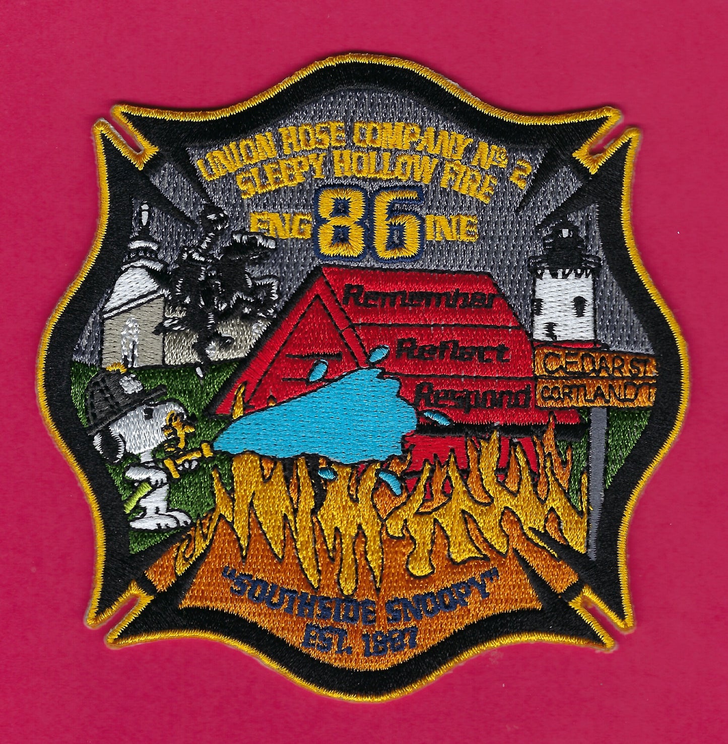 SLEEPY HOLLOW, NEW YORK ( WESTCHESTER COUNTY ) FIRE DEPARTMENT ENGINE COMPANY 86 EMBROIDERED PATCH BY GHOST PATCH ENTERPRISES.