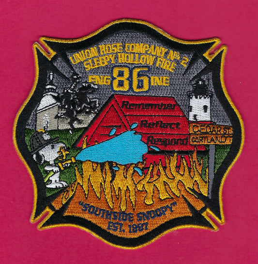 SLEEPY HOLLOW, NEW YORK ( WESTCHESTER COUNTY ) FIRE DEPARTMENT ENGINE COMPANY 86 EMBROIDERED PATCH BY GHOST PATCH ENTERPRISES.