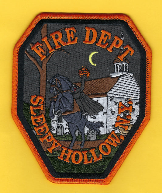 SLEEPY HOLLOW, NEW YORK ( WESTCHESTER COUNTY ) FIRE DEPARTMENT 'HAPPY HALLOWEEN' EMBROIDERED PATCH A BY GHOST PATCH ENTERPRISES.