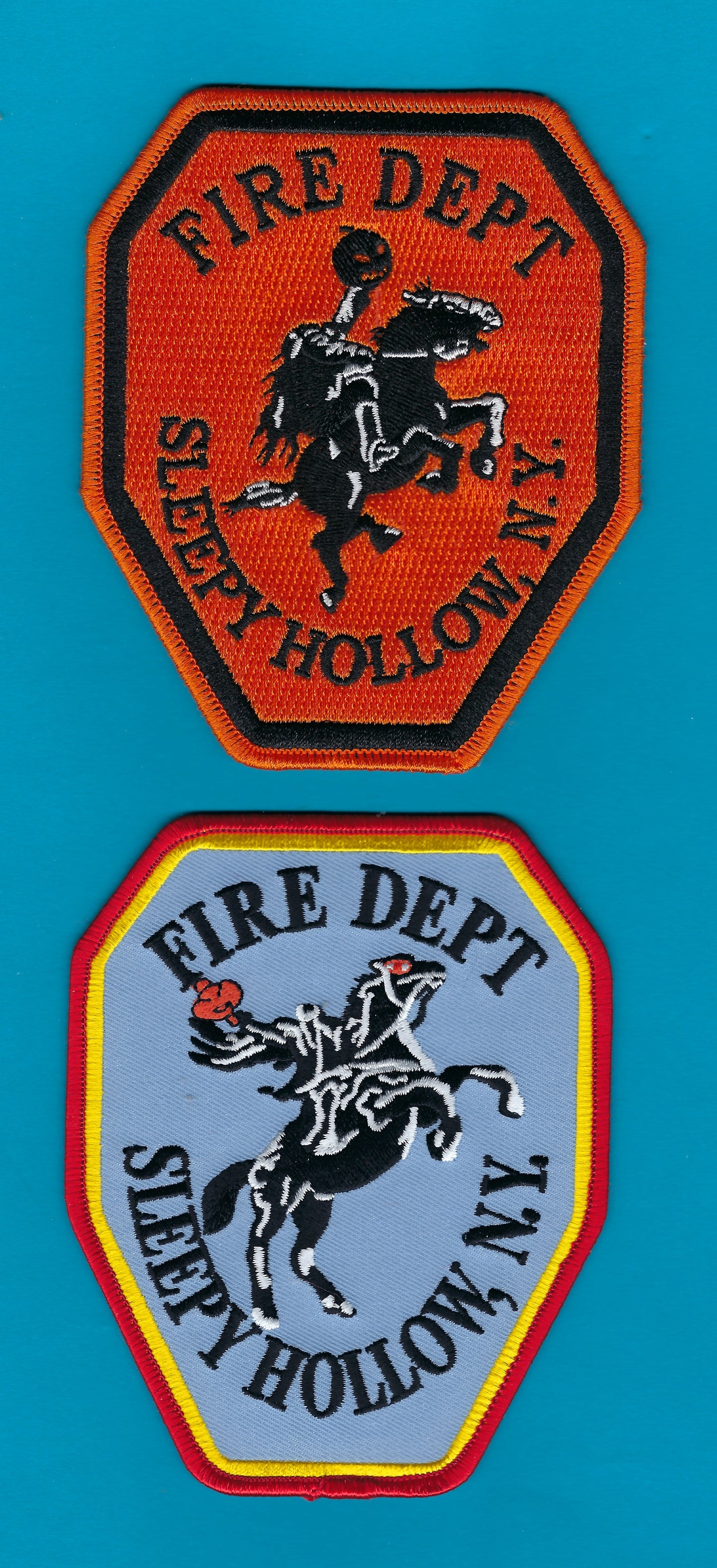 SLEEPY HOLLOW, NEW YORK ( WESTCHESTER COUNTY ) FIRE DEPARTMENT EMBROIDERED PATCH SET BY PUBLIC SAFETY COLLECTIBLES