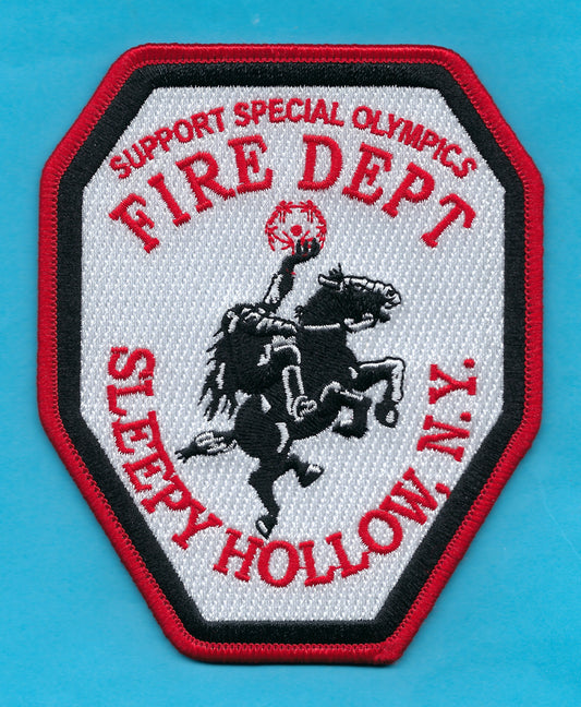 SLEEPY HOLLOW, NEW YORK ( WESTCHESTER COUNTY ) FIRE DEPARTMENT 'SUPPORT SPECIAL OLYMPICS' EMBROIDERED PATCH BY GHOST PATCH ENTERPRISES.