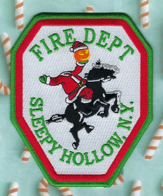 SLEEPY HOLLOW, NEW YORK ( WESTCHESTER COUNTY ) FIRE DEPARTMENT 'MERRY CHRISTMAS' EMBROIDERED PATCH BY GHOST PATCH ENTERPRISES.