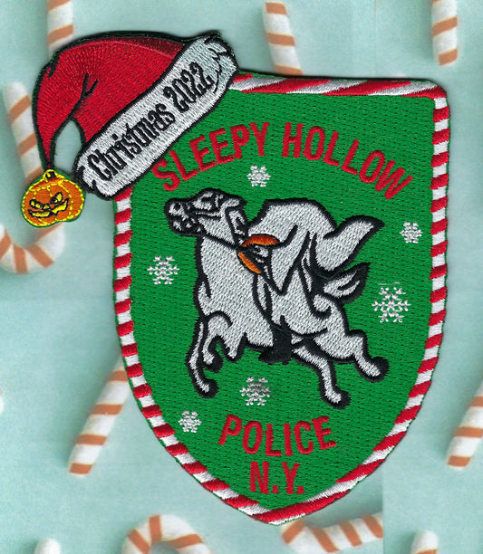 SLEEPY HOLLOW, NEW YORK ( WESTCHESTER COUNTY ) POLICE DEPARTMENT 'MERRY CHRISTMAS' EMBROIDERED PATCH BY GHOST PATCH ENTERPRISES