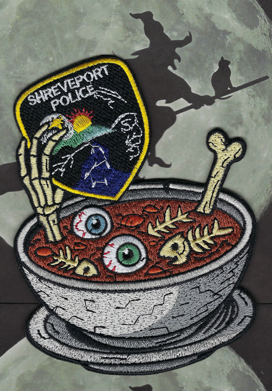 SHREVEPORT, LOUISIANA POLICE DEPARTMENT EMBROIDERED HALLOWEEN PATCH DESIGNED AND PRODUCED BY GHOST PATCH ENTERPRISES.