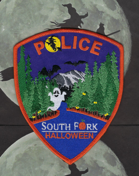 SOUTH FORK, COLORADO POLICE DEPARTMENT 5-INCH EMBROIDERED HALLOWEEN PATCH BY PUBLIC SAFETY COLLECTIBLES.
