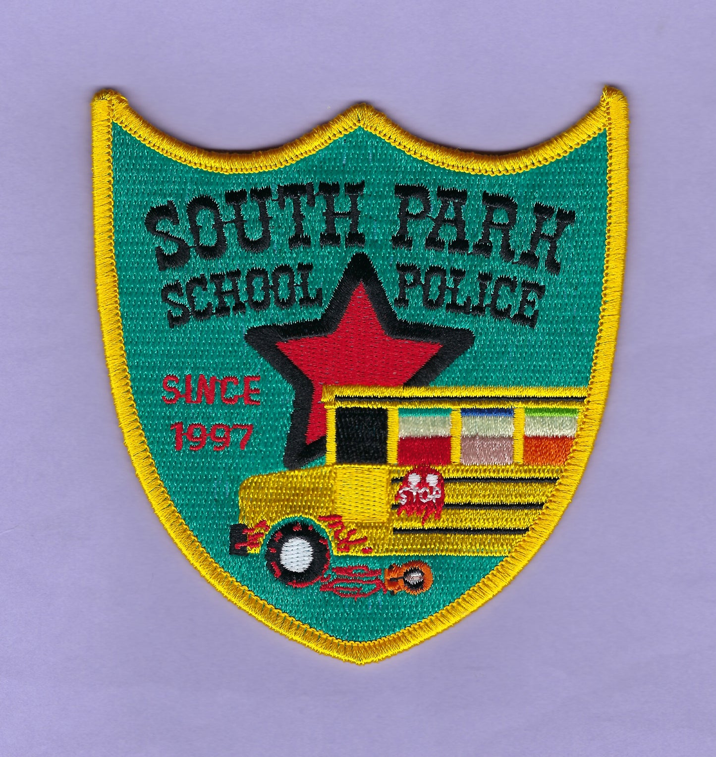 SOUTH PARK, COLORADO SCHOOL POLICE EMBROIDERED NOVELTY PATCH BY GHOST PATCH PRODUCTIONS.