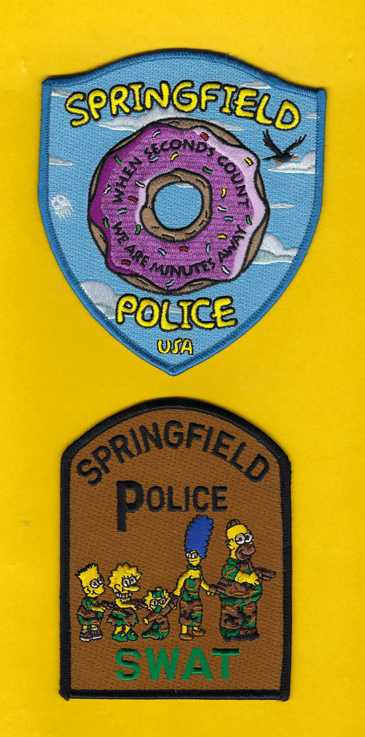 SPRINGFIELD POLICE DEPARTMENT EMBROIDERED PATCH SET B BY GHOST PATCH ENTERPRISES..