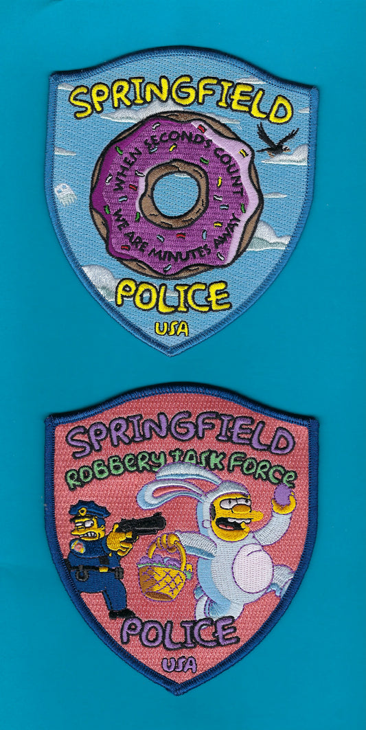 SPRINGFIELD POLICE DEPARTMENT EMBROIDERED PATCH SET A BY GHOST PATCH ENTERPRISES..