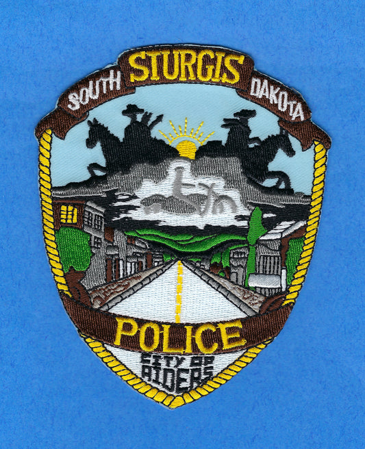 STURGIS, SOUTH DAKOTA POLICE DEPARTMENT 5-INCH EMBROIDERED PATCH BY PUBLIC SAFETY COLLECTIBLES.