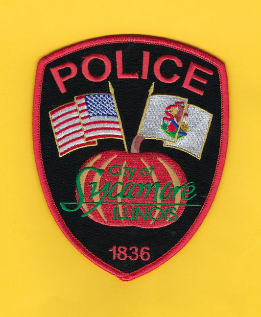 SYCAMORE, ILLINOIS POLICE DEPARTMENT 5-INCH EMBROIDERED PATCH BY PUBLIC SAFETY COLLECTIBLES.