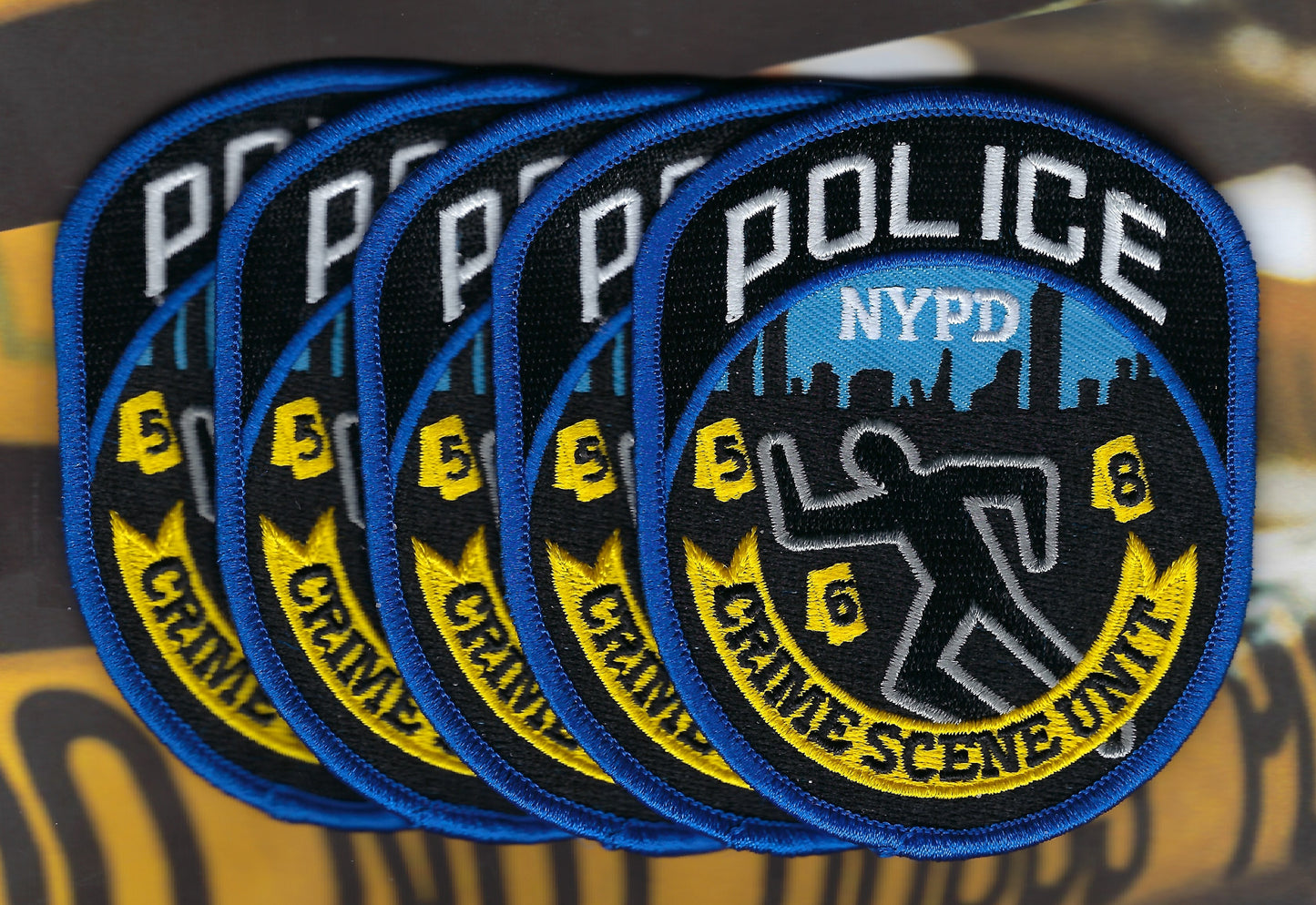 NEW YORK CITY POLICE DEPARTMENT (NYPD) 'CRIME SCENE UNIT' (CSU) EMBROIDERED PATCHES' (5) DESIGNED AND PRODUCED BY PUBLIC SAFETY COLLECTIBLES.