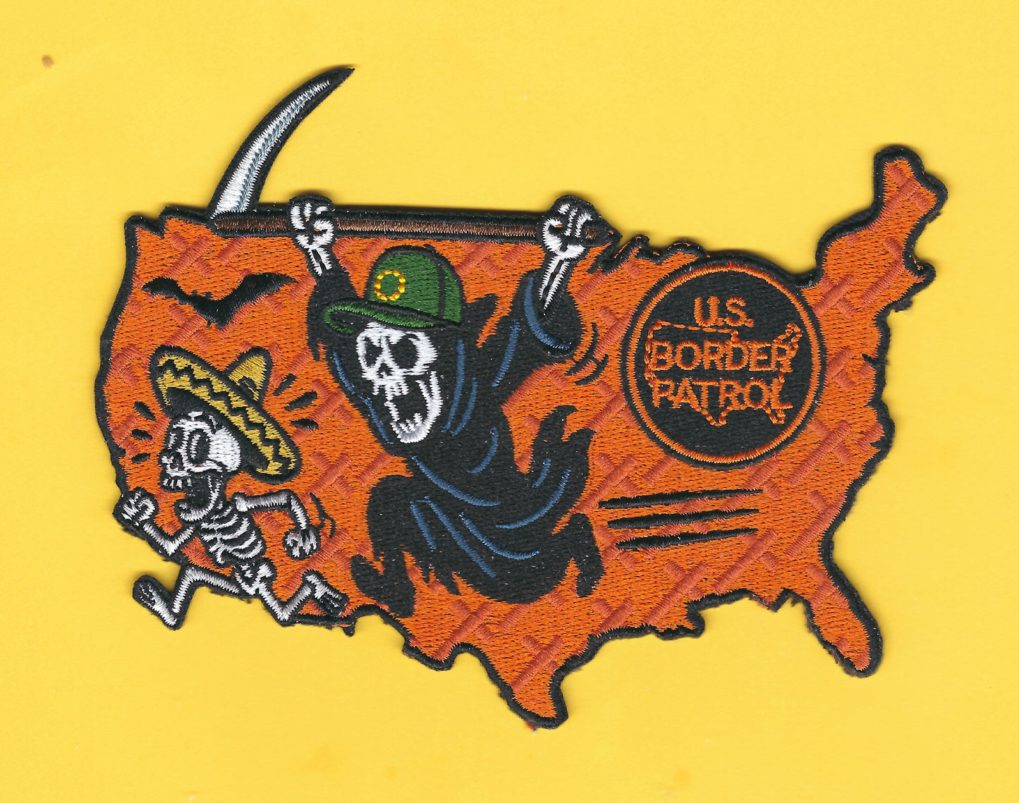 UNITED STATES BORDER PATROL EMBROIDERED HALLOWEEN PATCH BY GHOST PATCH PRODUCTIONS.