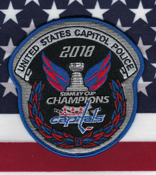 UNITED STATES CAPITOL POLICE DEPARTMENT 'WASHINGTON CAPITALS' 2018 NHL STANLEY CUP CHAMPIONS EMBROIDERED PATCH DESIGNED AND PRODUCED BY GHOST PATCH ENTERPRISES.