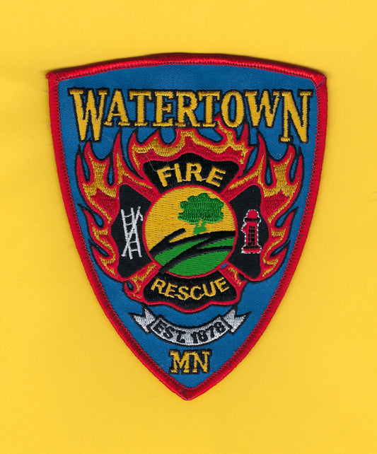 WATERTOWN, MINNESOTA FIRE-RESCUE DEPARTMENT 5-INCH EMBROIDERED PATCH BY PUBLIC SAFETY COLLECTIBLES.