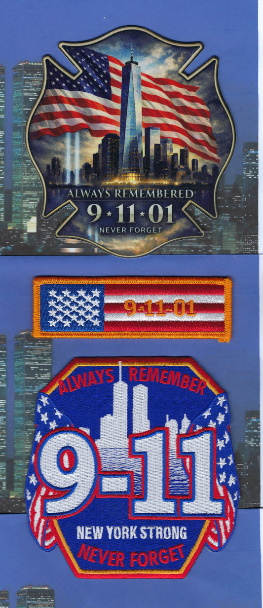 WORLD TRADE CENTER LIMITED EDITION 9-11-01 TWIN TOWERS TRIBUTE PATCHES BY EAGLE EMBLEMS.
