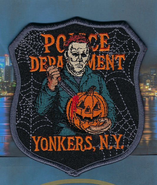 YONKERS, NEW YORK (WESTCHESTER COUNTY) HAPPY HALLOWEEN EMBROIDERED PATCH BY GHOST PATCH PRODUCTIONS.