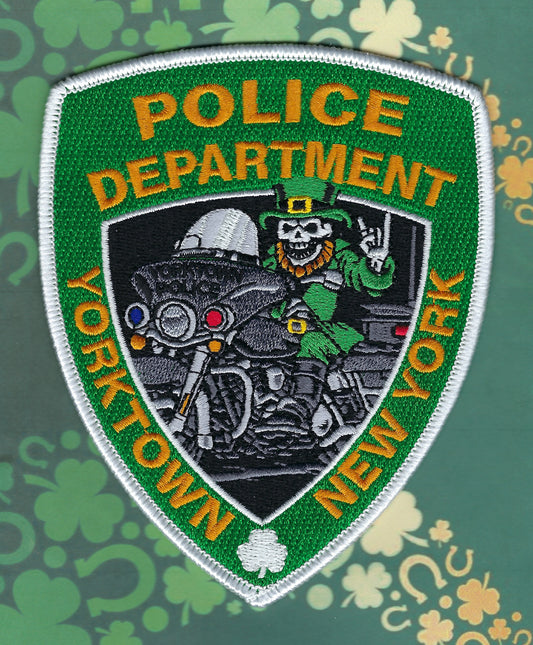 YORKTOWN, NEW YORK POLICE DEPARTMENT (WESTCHESTER COUNTY) SAINT PATRICK's DAY EMBROIDERED PATCH BY UNDERDOG PATCH PRODUCTIONS.