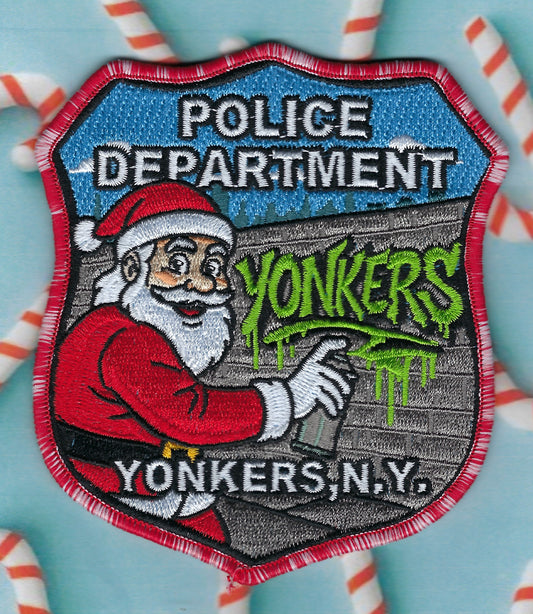 YONKERS, NEW YORK POLICE DEPARTMENT (YPD) 'SANTA CLAUS' CHRISTMA'S EMBROIDERED PATCH DESIGNED AND PRODUCED BY GHOST PATCH ENTERPRISES.